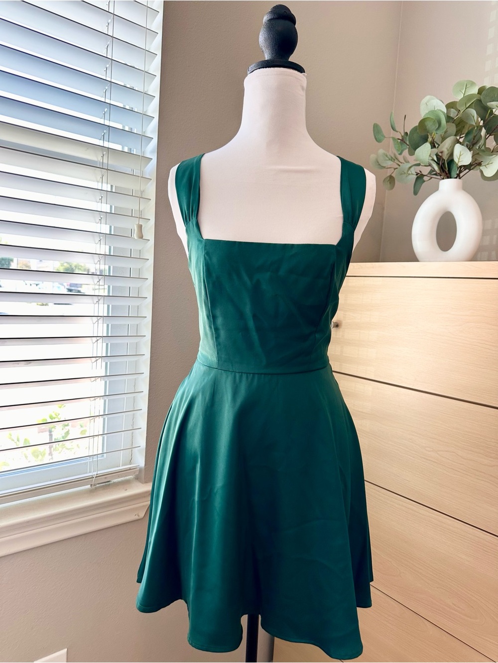 Lulu's Emerald Green Square Neck Mini Dress